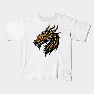 Yellow Dragon Head Kids T-Shirt